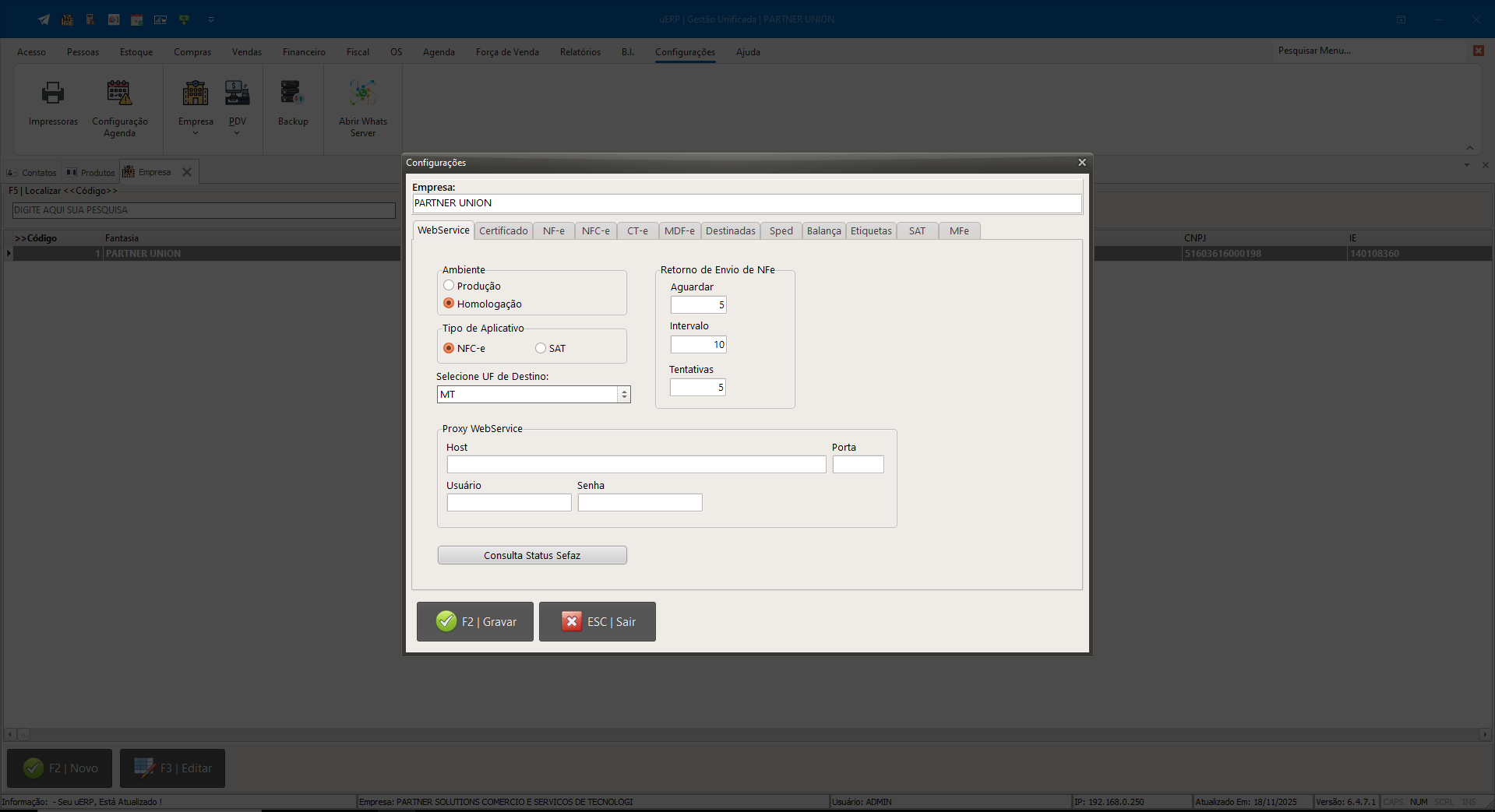 Configurações Fiscais